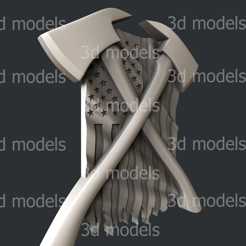 3d STL models for CNC router or 3dprinter axe flags P241