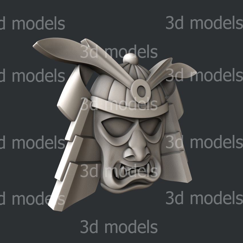 3d STL Models For CNC Router Or 3dprinter Samurai Mask P161