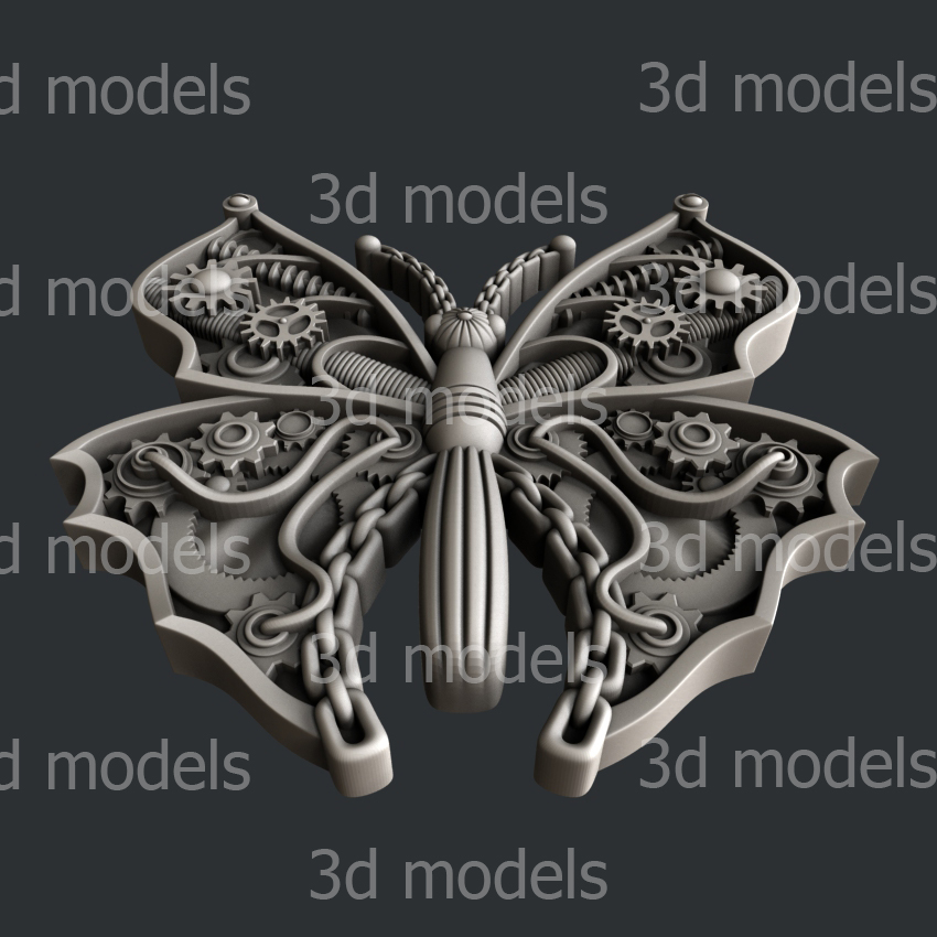 3d STL models for CNC router or 3dprinter Steampunk Butterfly P373