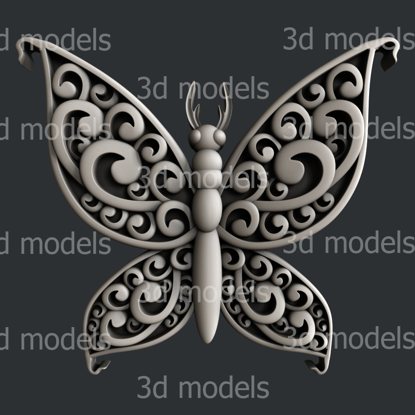 3d STL models for CNC router or 3dprinter butterfly P378