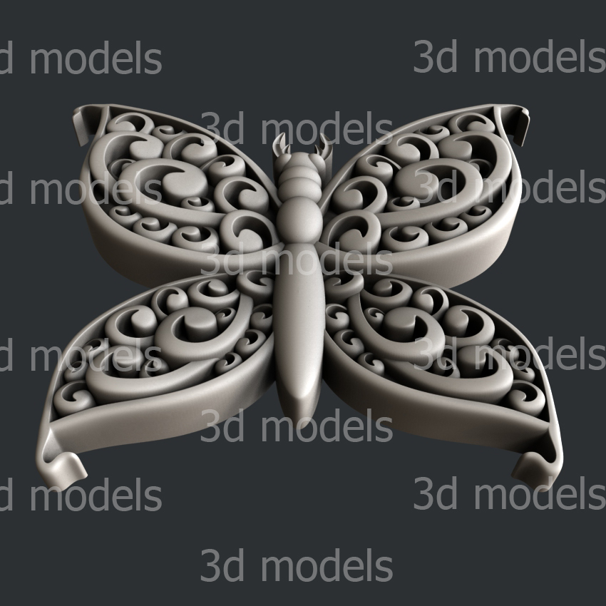 3d STL models for CNC router or 3dprinter butterfly P378